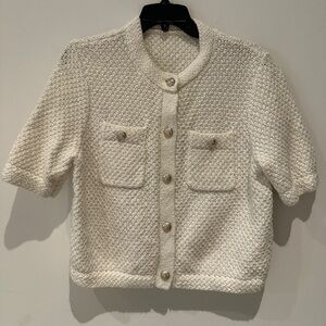 NWOT - Goelia Chic Cream Short Sleeve Cardigan
